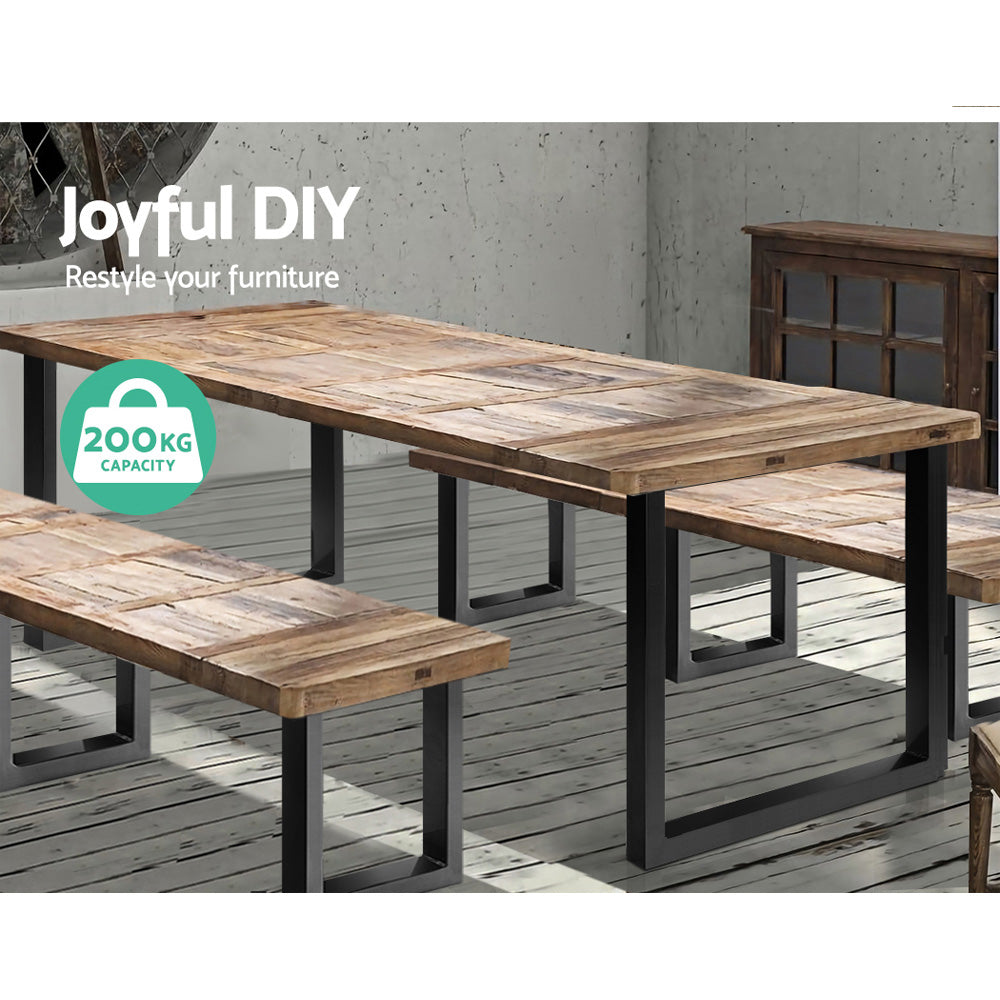 Set of 2 Coffee Dining Table Legs Steel Industrial Vintage Bench Metal Box Shape 400MM