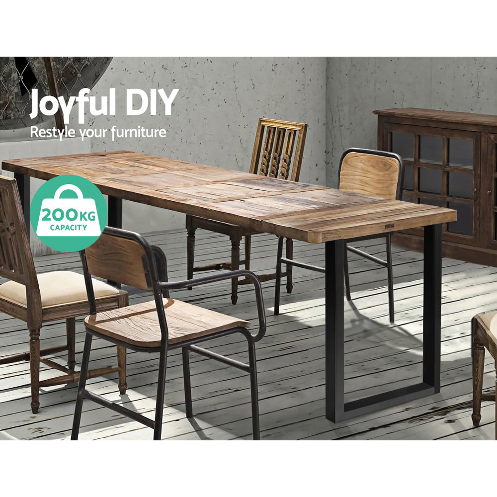 Set of 2 Coffee Dining Steel Table Legs 71x50cm Industrial Vintage Bench Metal Box