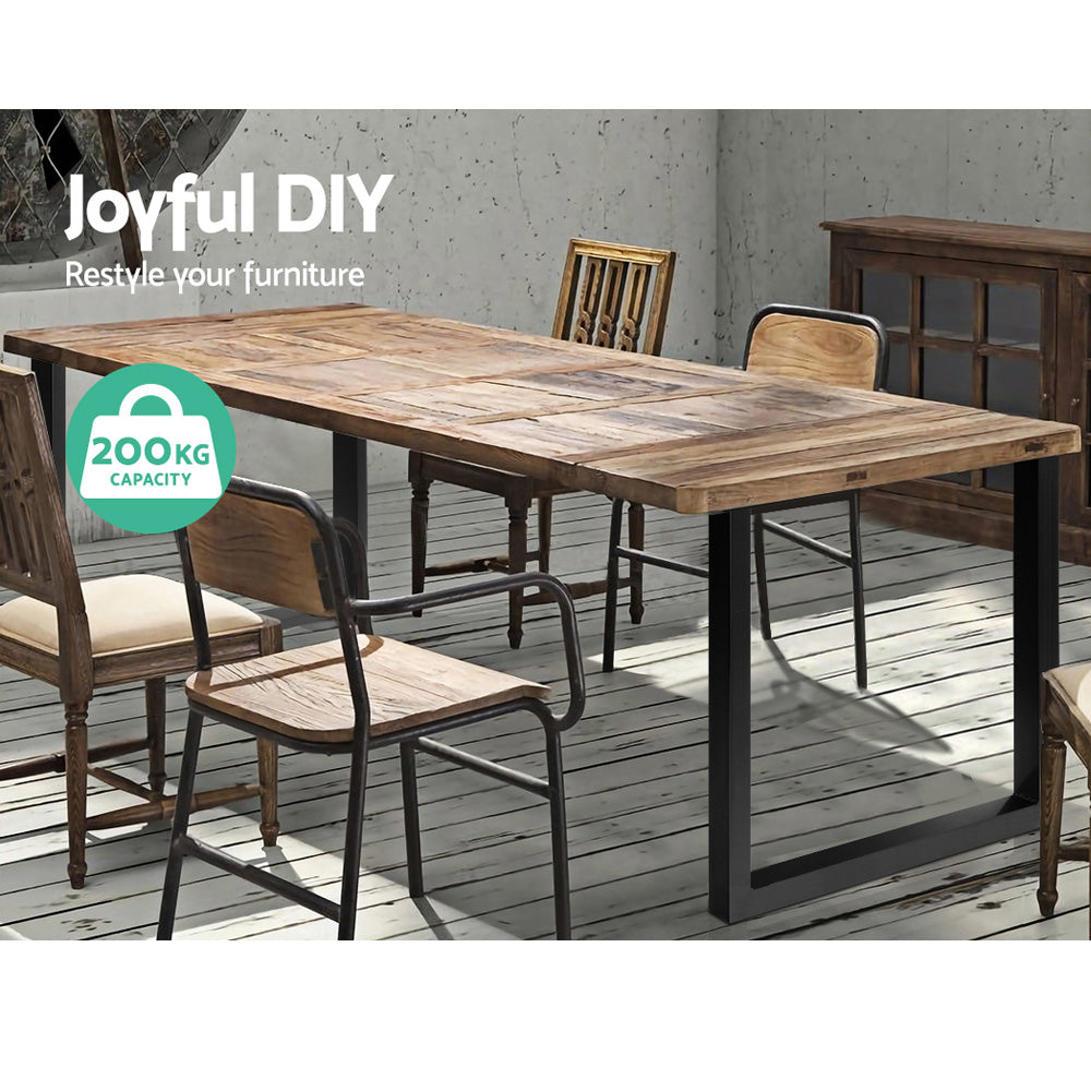 Set of 2 Coffee Dining Table Legs Steel Industrial Vintage Bench Metal Box Shape 710MM