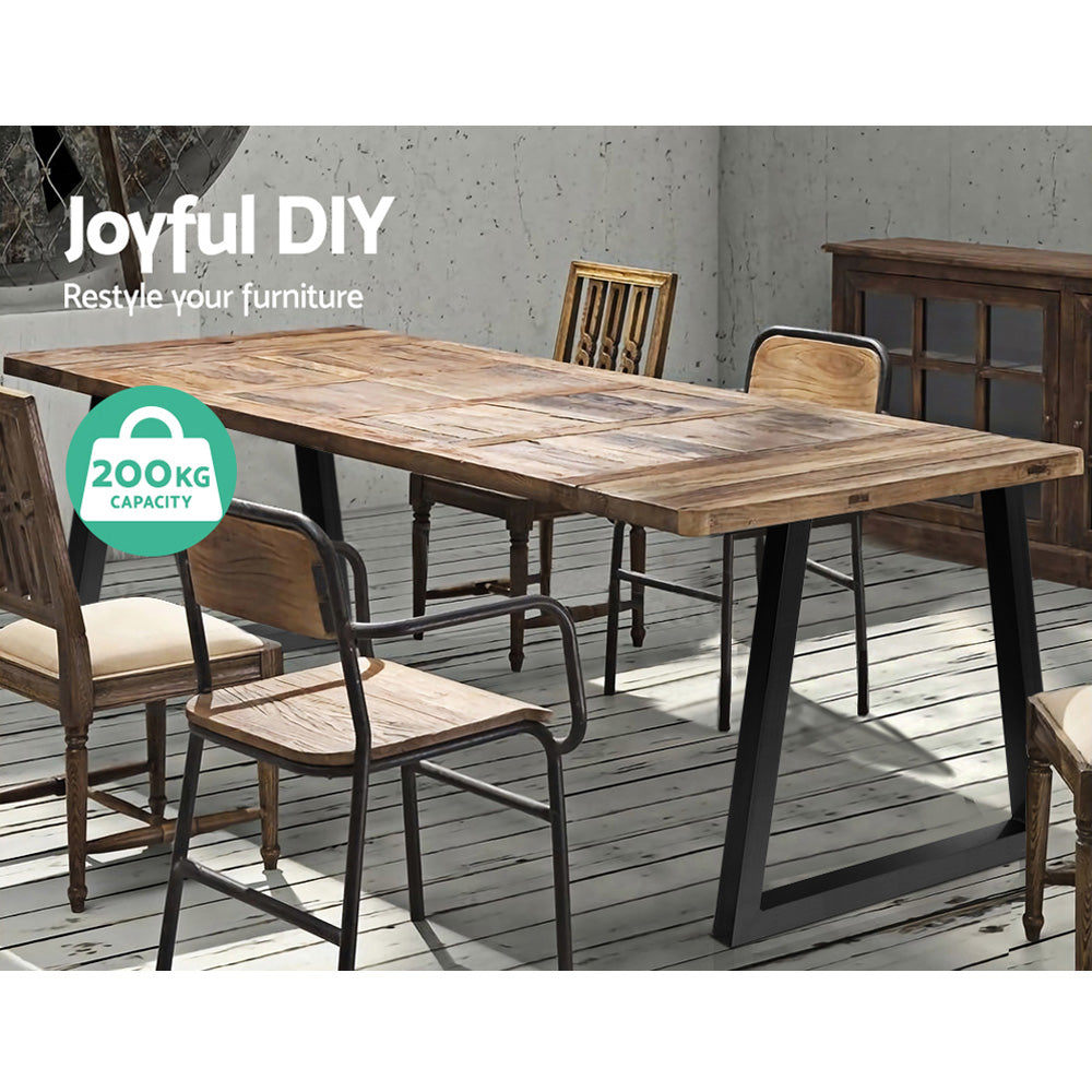 Set of 2 Coffee Dining Table Legs Steel Industrial Vintage Bench Metal Trapezoid 710MM