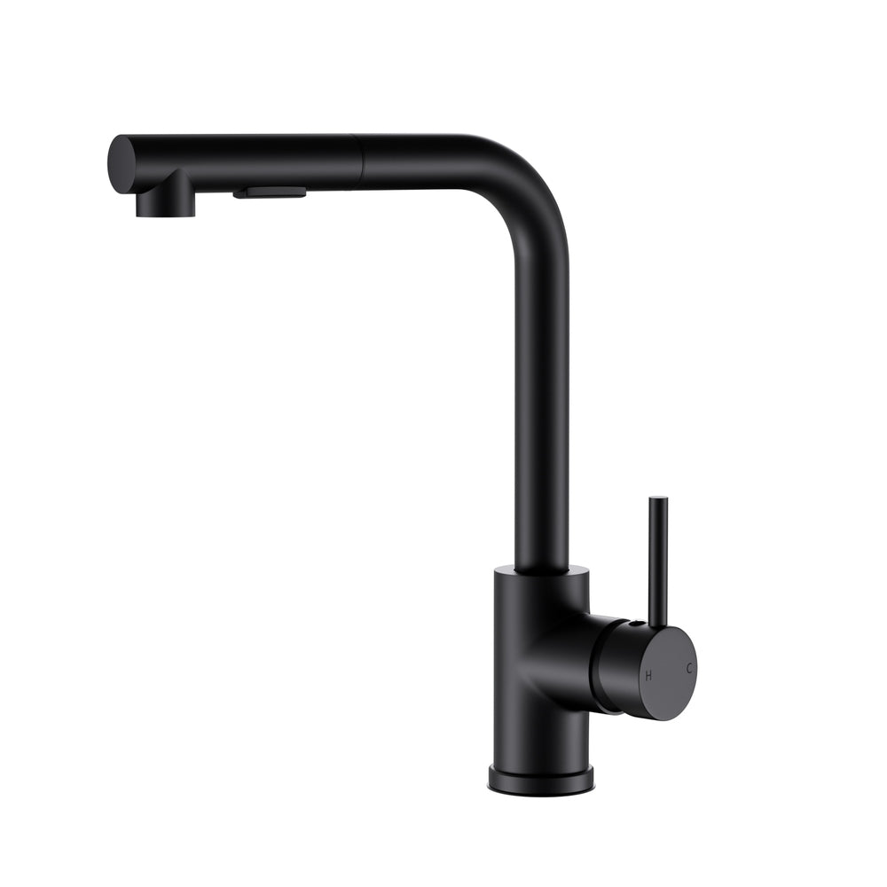 Kitchen Mixer Tap Pull Out Rectangle 2 Mode Sink Basin Faucet Swivel - Black
