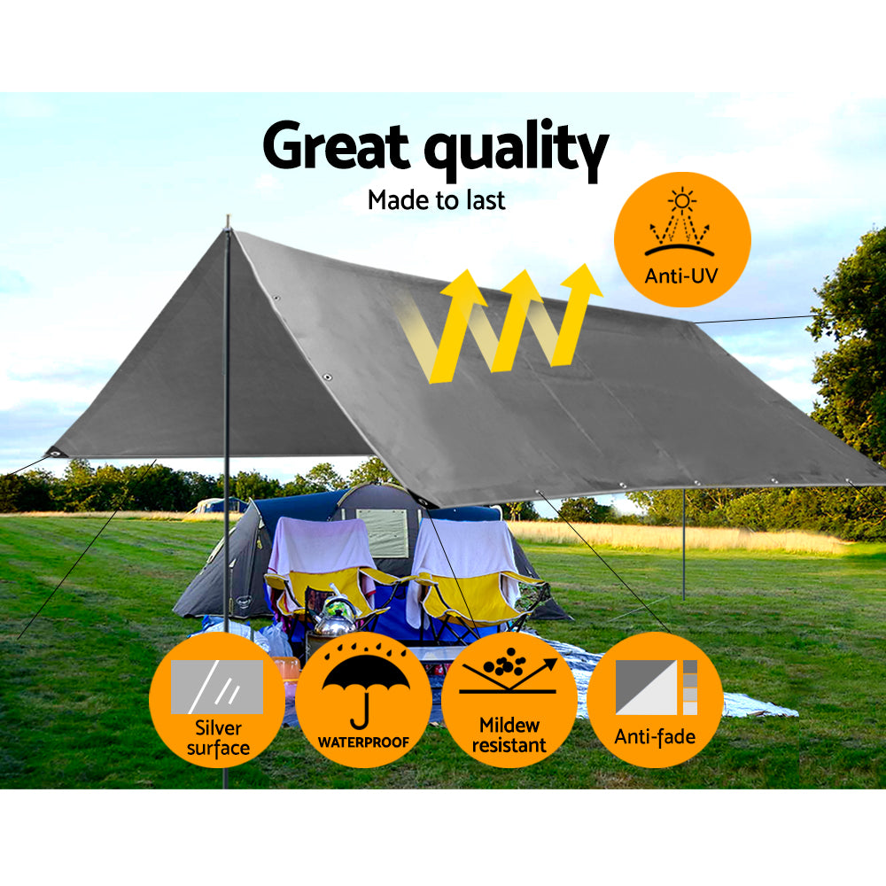 Tarpaulin Tarp 3x3.6m Camping Tarps Poly Heavy Duty Cover 180gsm