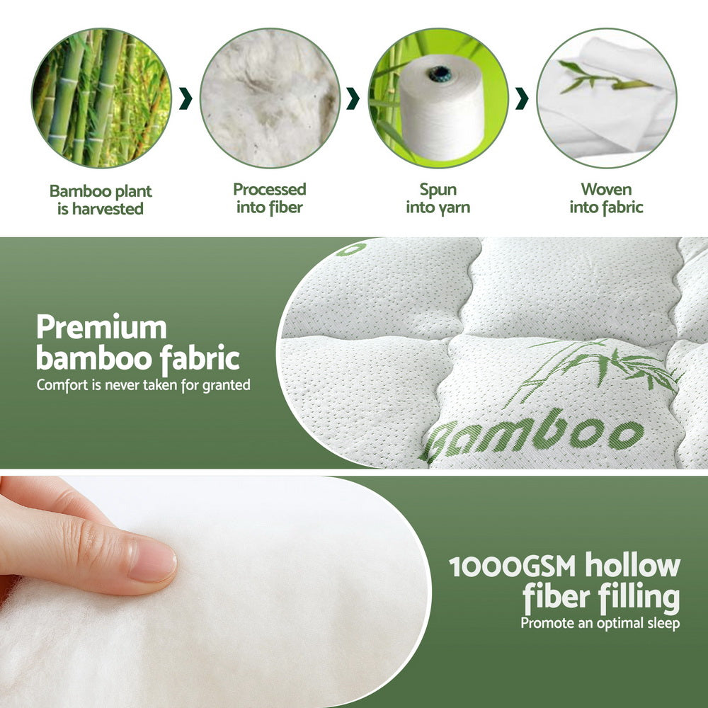 Single Giselle Bedding 5cm Pillowtop Mattress Topper 1000GSM Thick Soft Bamboo Cooling Pad