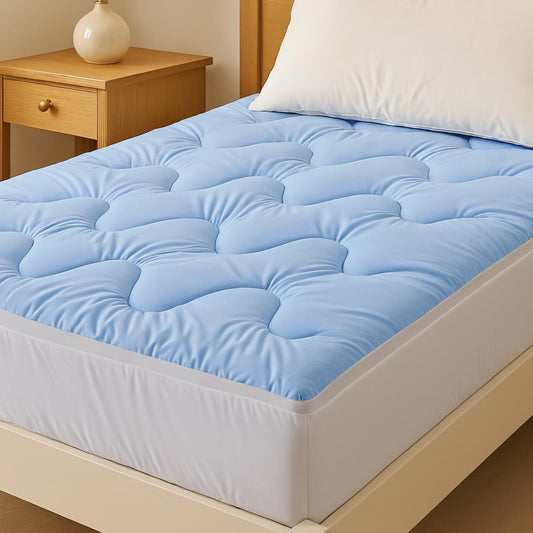 Single Giselle Bedding Pillowtop Mattress Topper 5cm Reversible Cooling & Soft Coral Fleece Pad