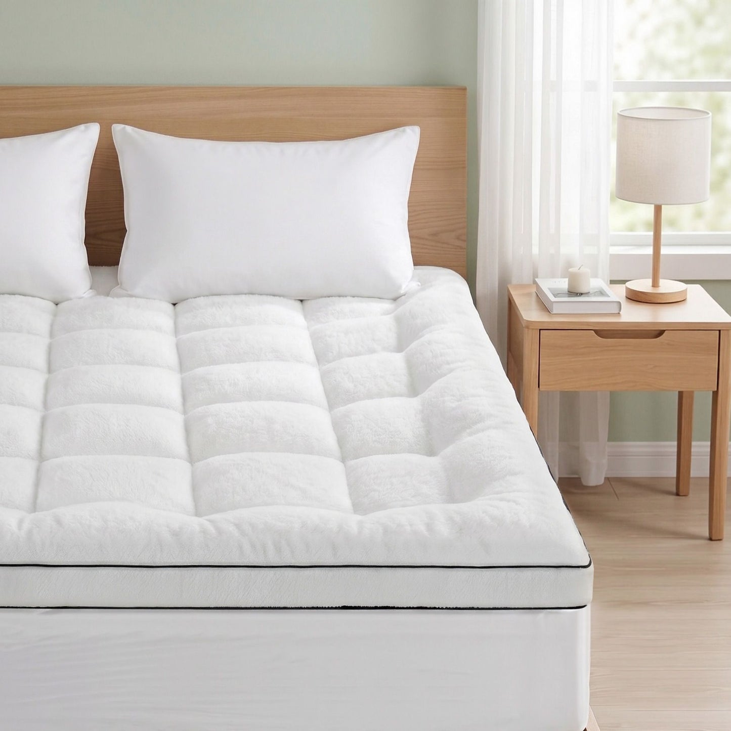 Double Giselle Bedding Mattress Topper 5cm Coral Fleece