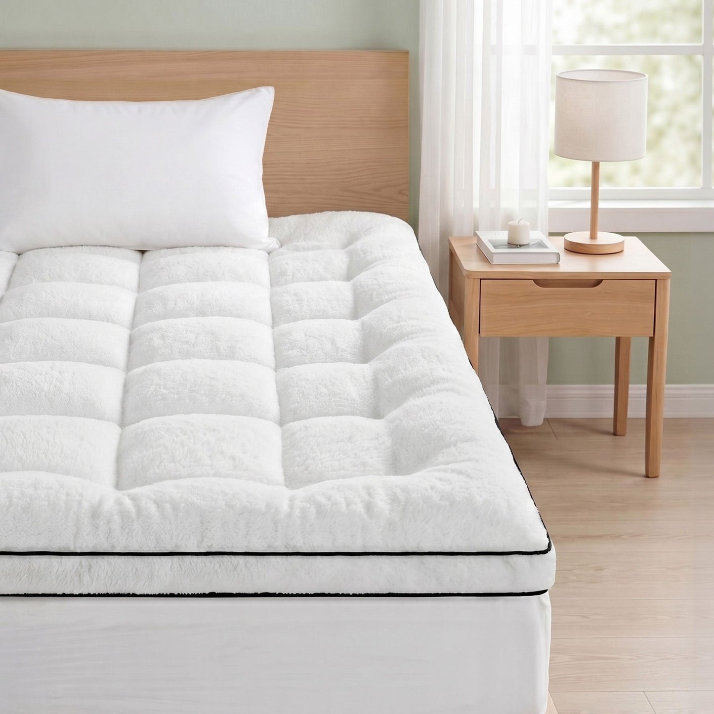 King Single Giselle Bedding Mattress Topper 5cm Coral Fleece