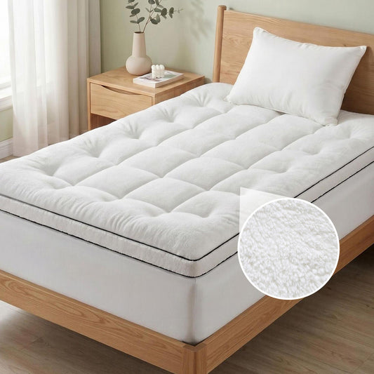 Single Giselle Bedding Mattress Topper 5cm Coral Fleece