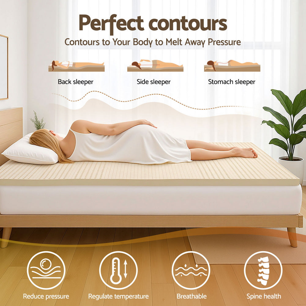 King Giselle Bedding Latex Mattress Topper, 5cm Thick Cooling Bed Pad