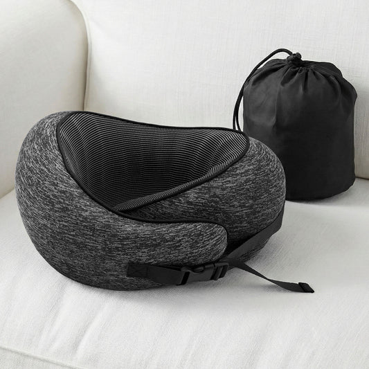 Travel Pillow Soft & Washable Cover with Storage Bag - Dark Grey