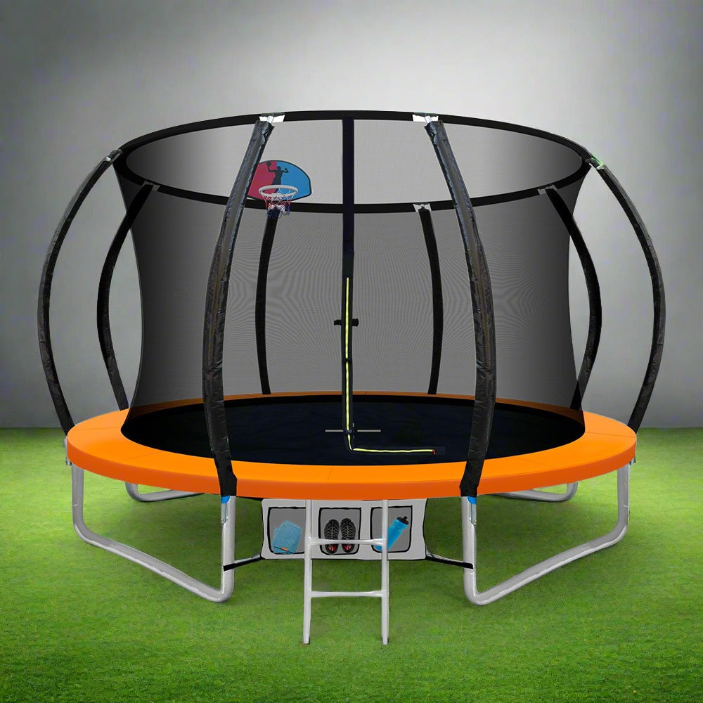 Everfit Trampoline for Kids 10FT with Ladder Enclosure Safety Net Rebounder Orange