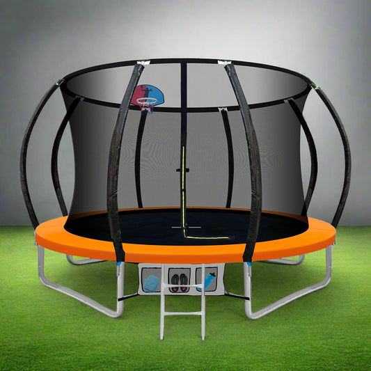 Everfit Trampoline for Kids 10FT with Ladder Enclosure Safety Net Rebounder Orange