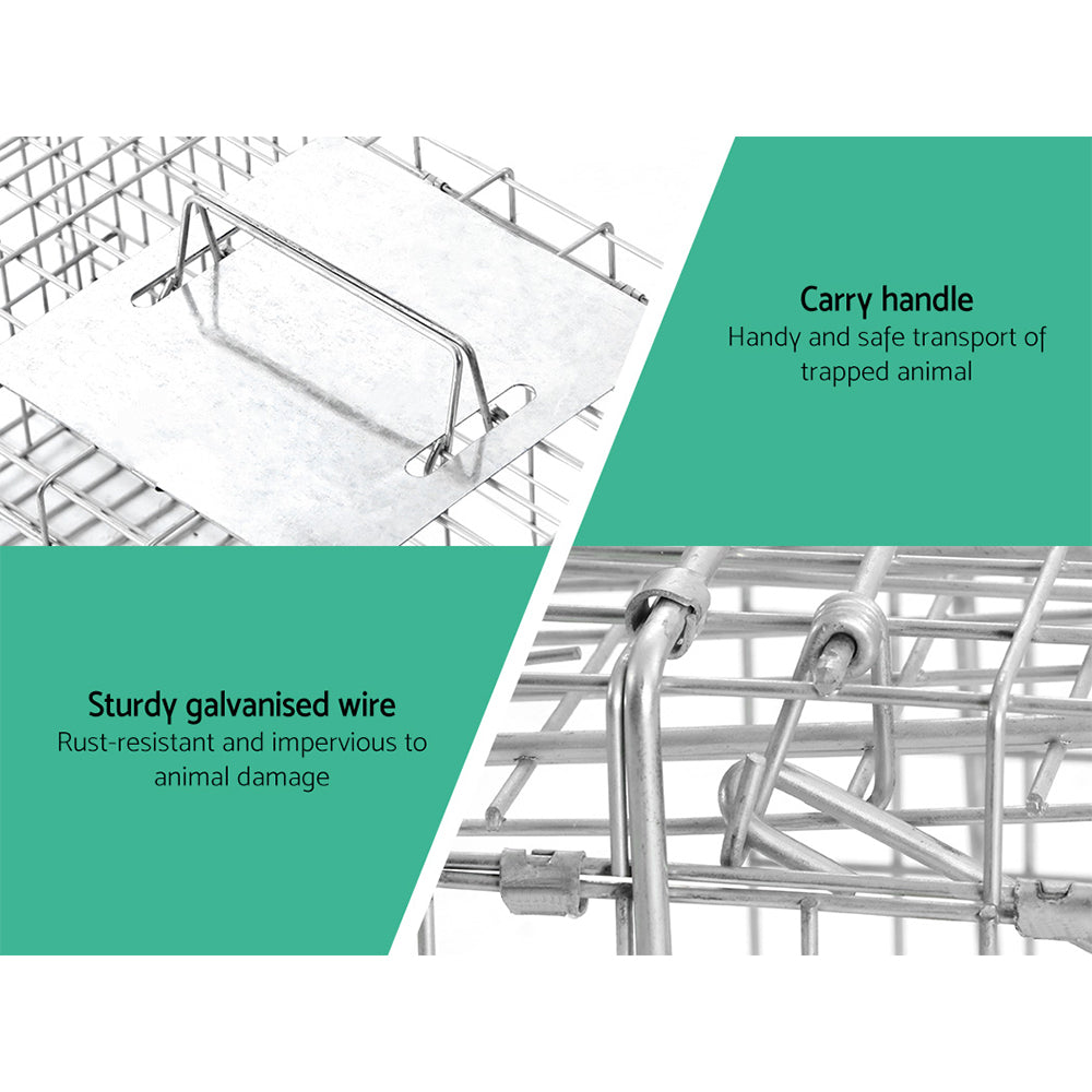 Humane Animal Trap Cage 66x23x25cm - Silver