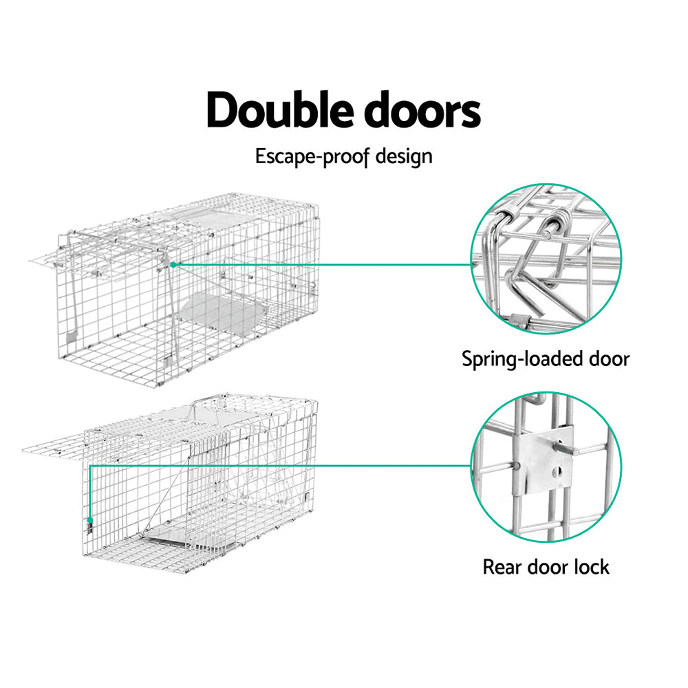 Humane Animal Trap Cage 94x34x36cm - Silver