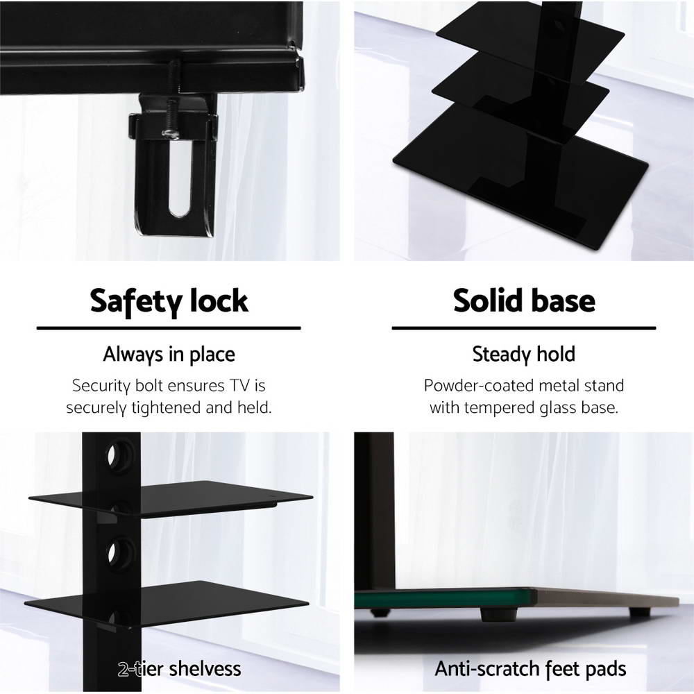 Floor TV Stand Bracket Mount Swivel Height Adjustable 32 to 70 Inch Black