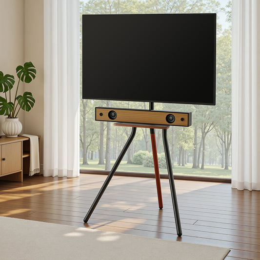 TV Stand Wooden Tray 24-55" Swivel Height Adjustable
