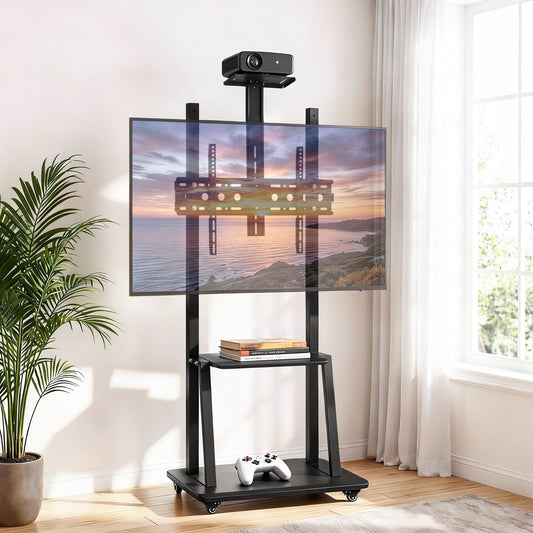 TV Stand 32-70" Universal Mobile Adjustable Height TV Stand with Wheels