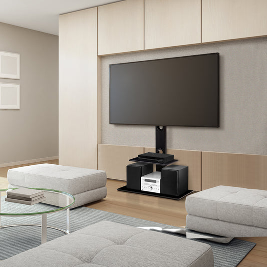 Floor TV Stand with Bracket Shelf Mount