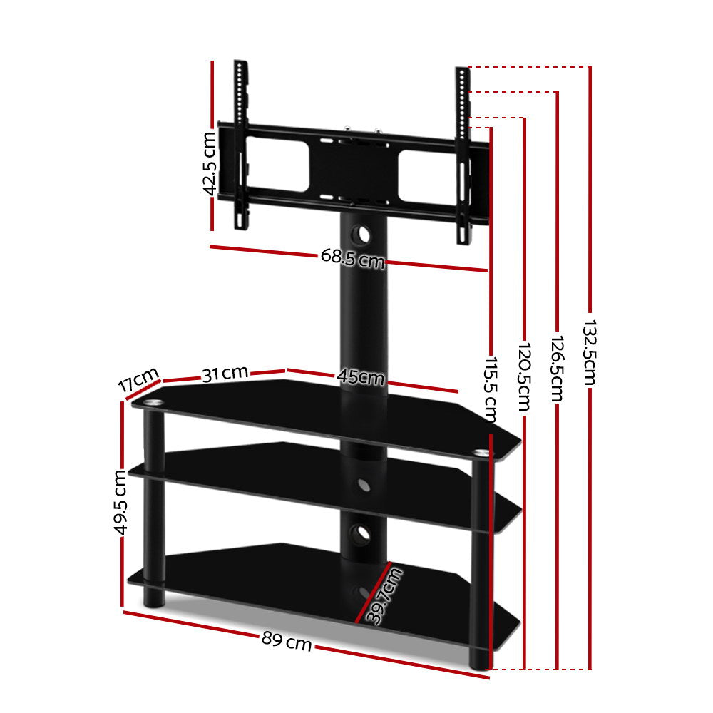 3 Tier Floor TV Stand with Bracket Shelf Mount