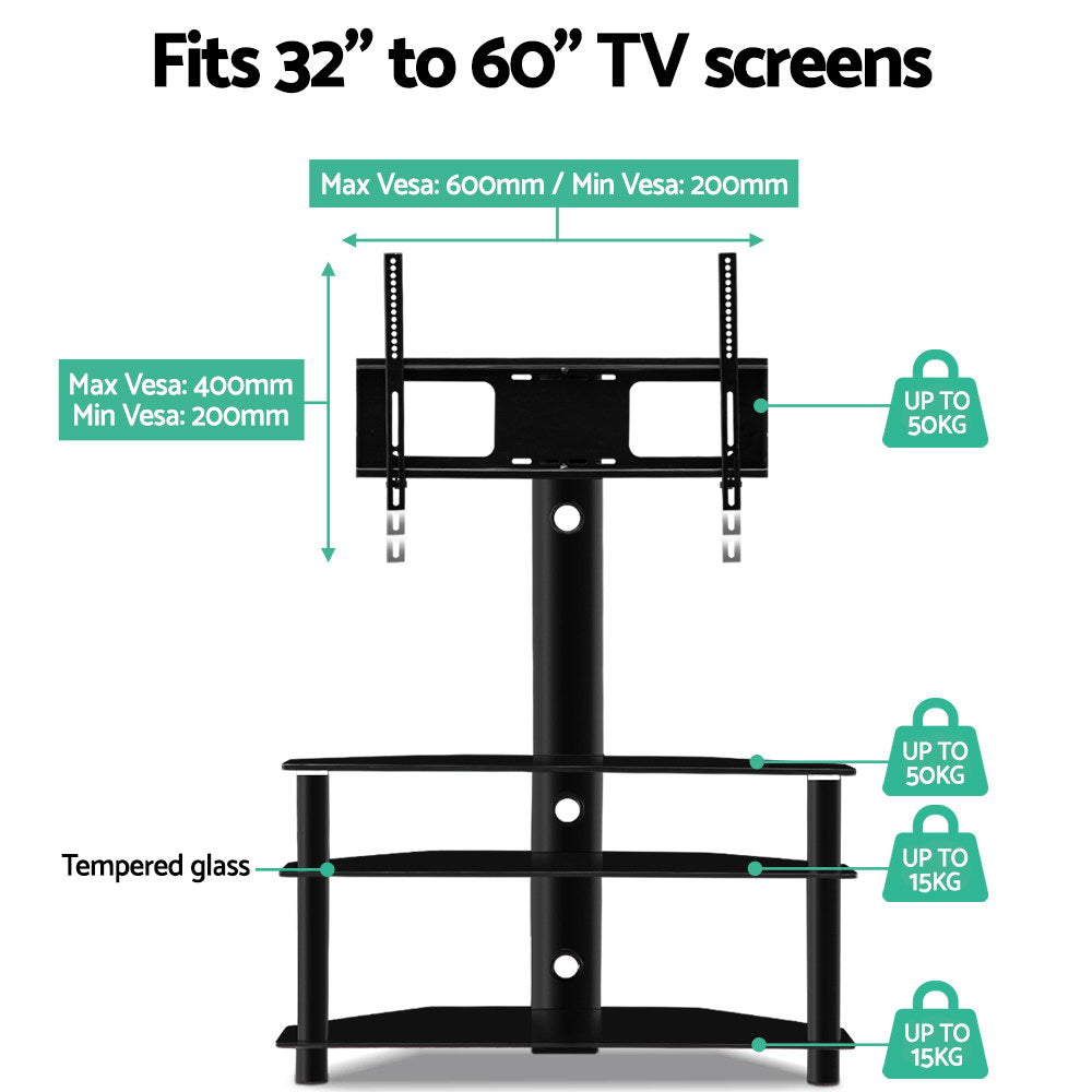 3 Tier Floor TV Stand with Bracket Shelf Mount