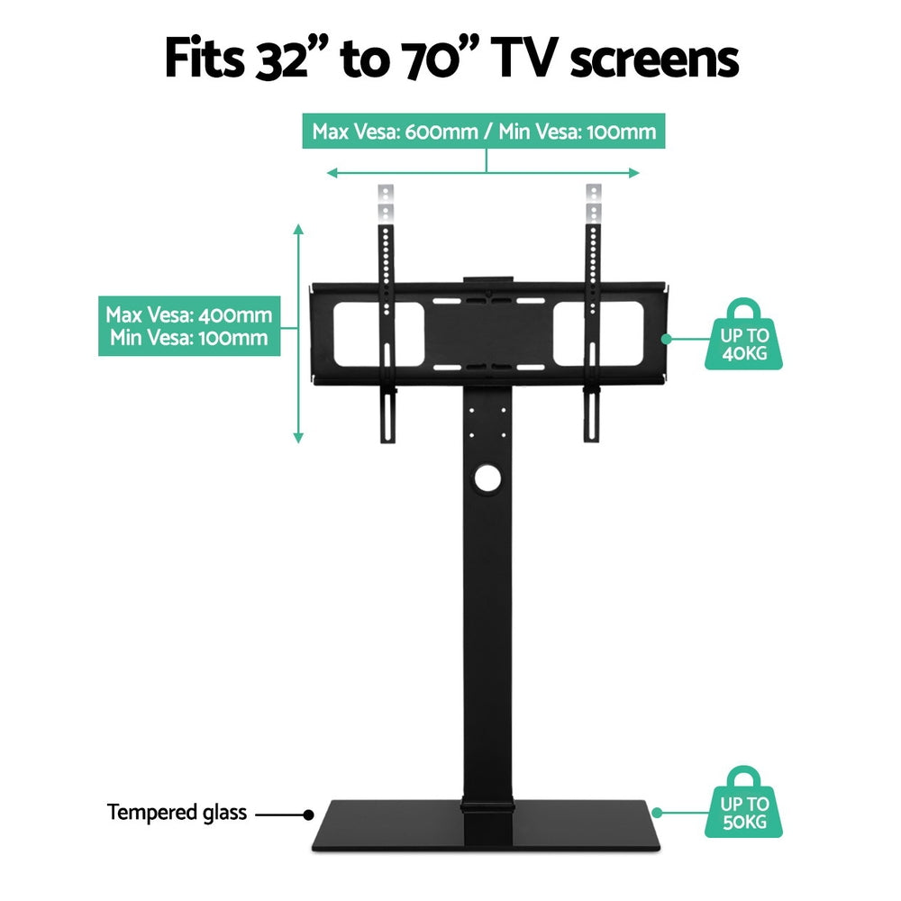 Floor TV Stand Bracket Mount Swivel Height Adjustable 32 to 70 Inch Black
