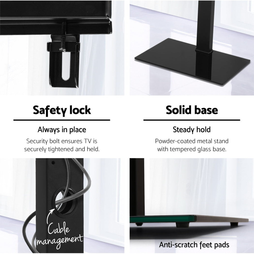 Floor TV Stand Bracket Mount Swivel Height Adjustable 32 to 70 Inch Black