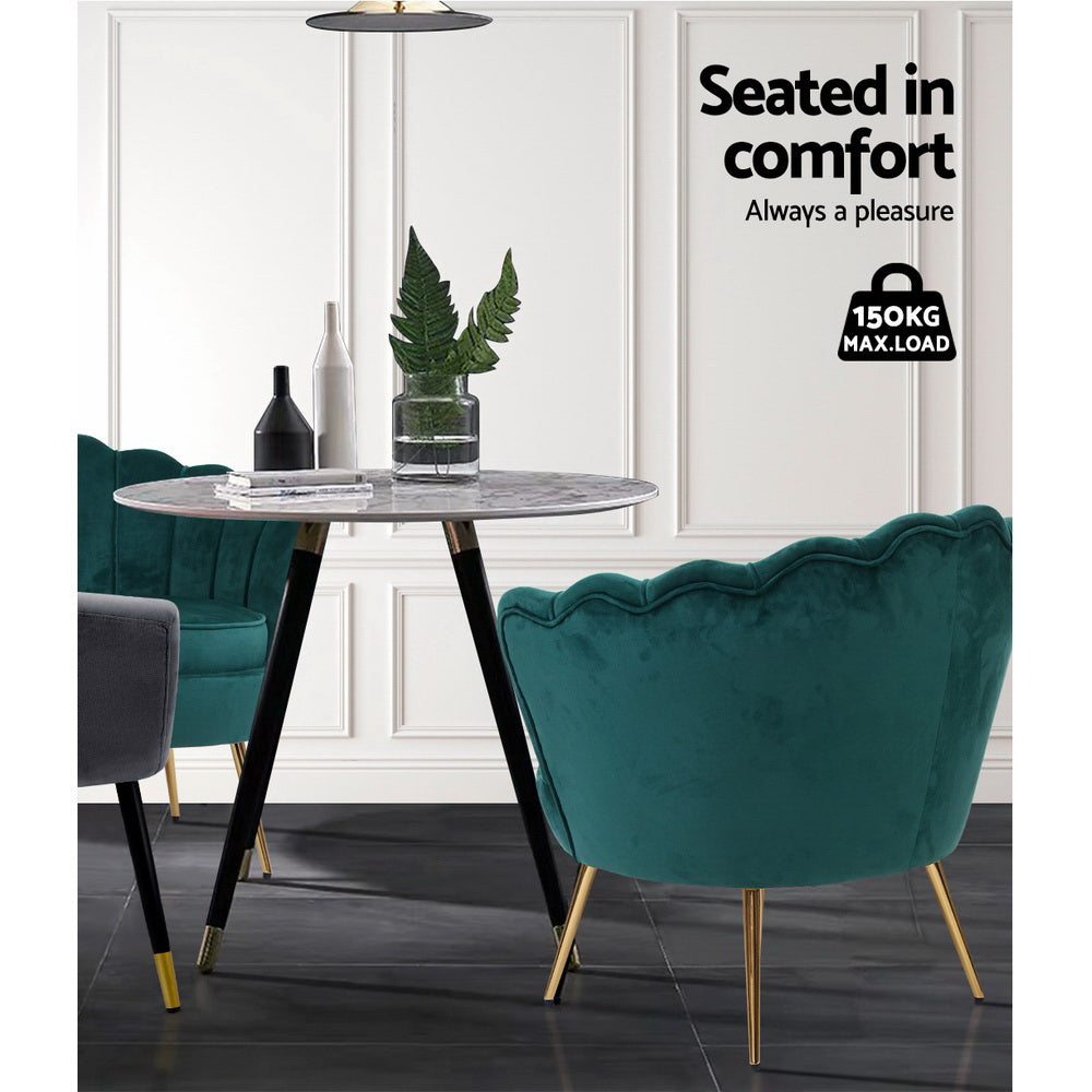 Mirabell Accent Velvet Shell Back Seat Lounge Armchair - Green