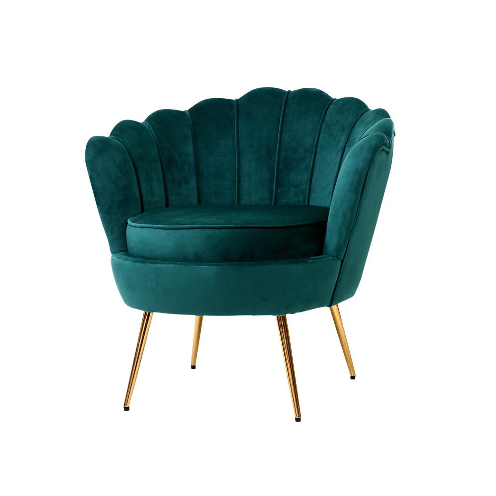 Mirabell Accent Velvet Shell Back Seat Lounge Armchair - Green