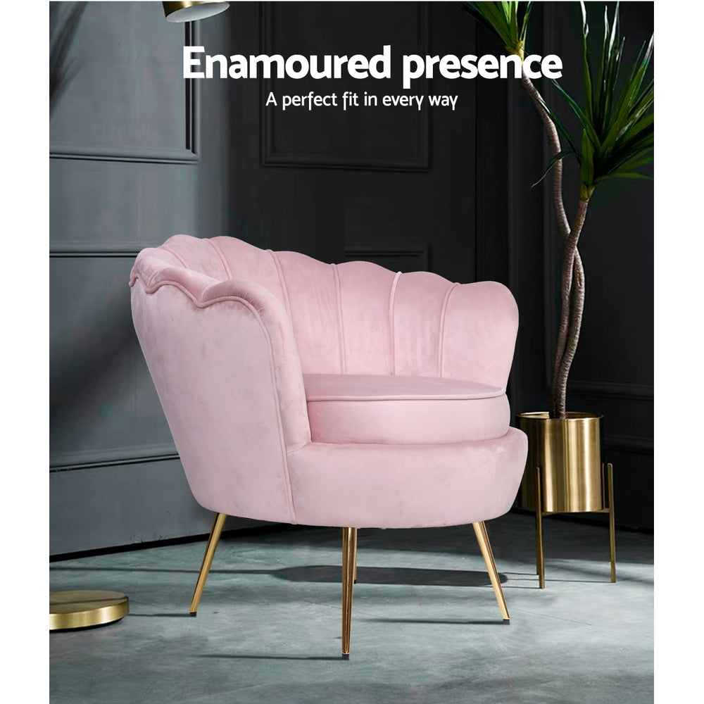Mirabell Accent Velvet Shell Back Seat Lounge Armchair - Pink