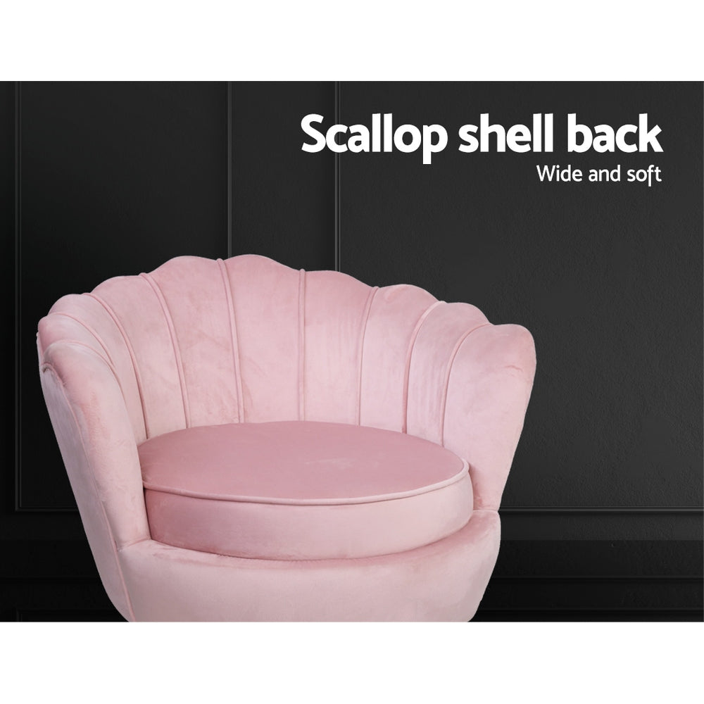 Mirabell Accent Velvet Shell Back Seat Lounge Armchair - Pink