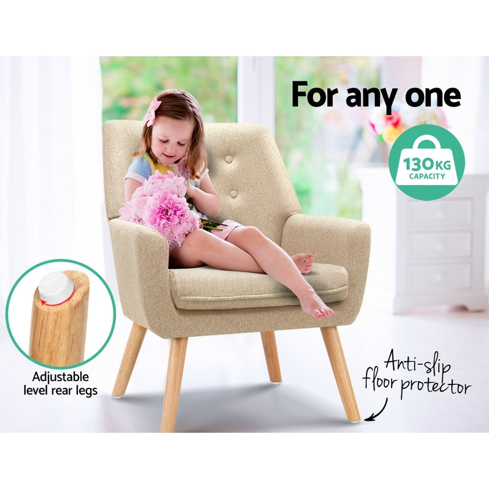 Audene Armchair Linen Fabric - Beige