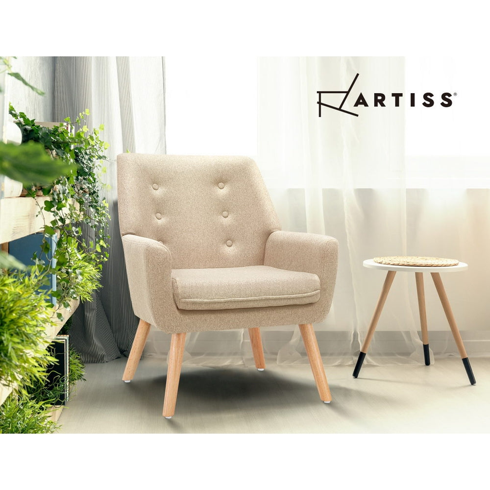 Audene Armchair Linen Fabric - Beige