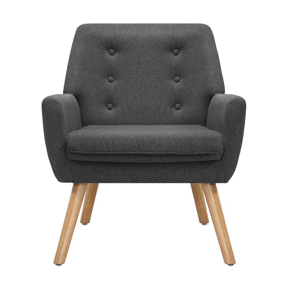 Audene Armchair Linen Fabric - Charcoal