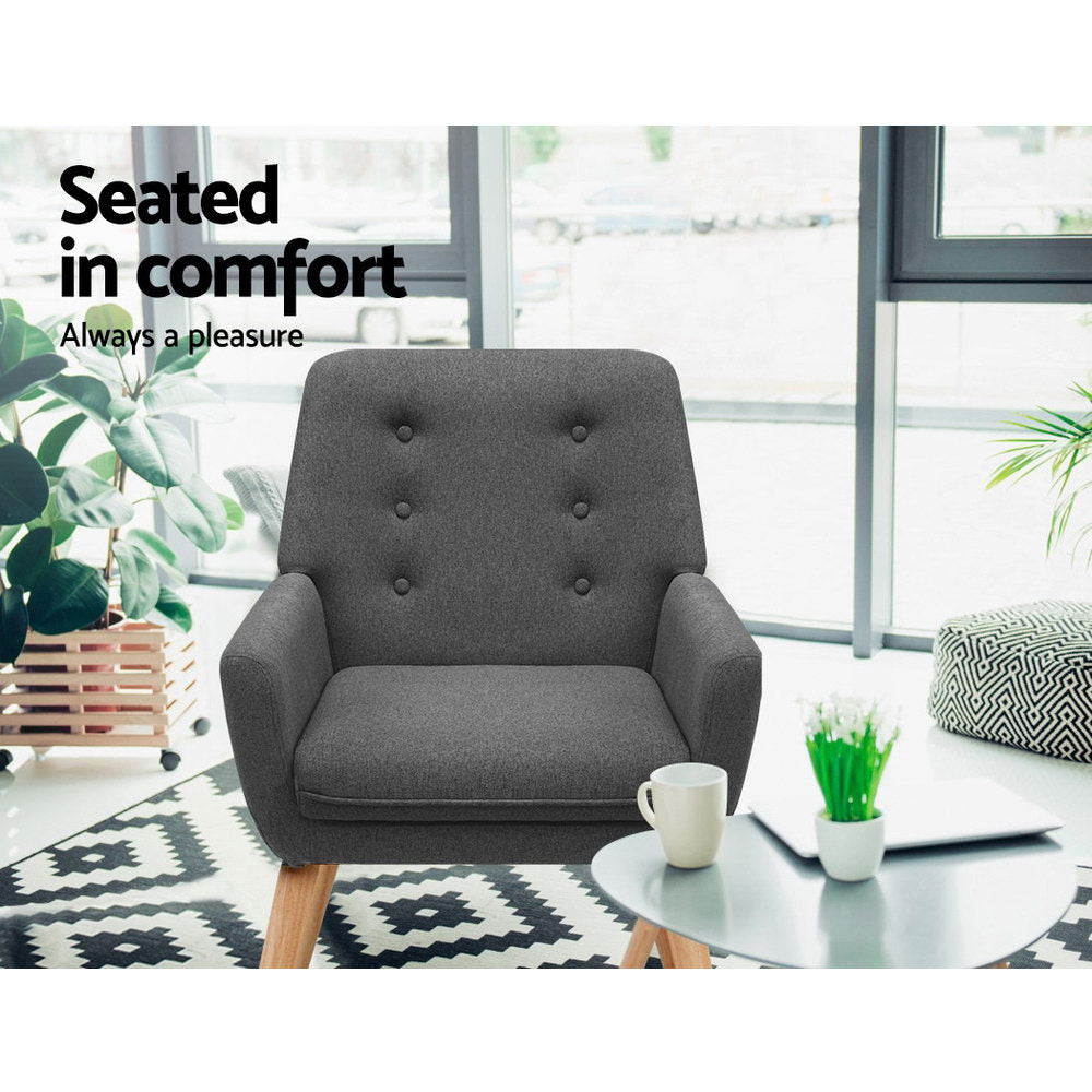 Audene Armchair Linen Fabric - Charcoal