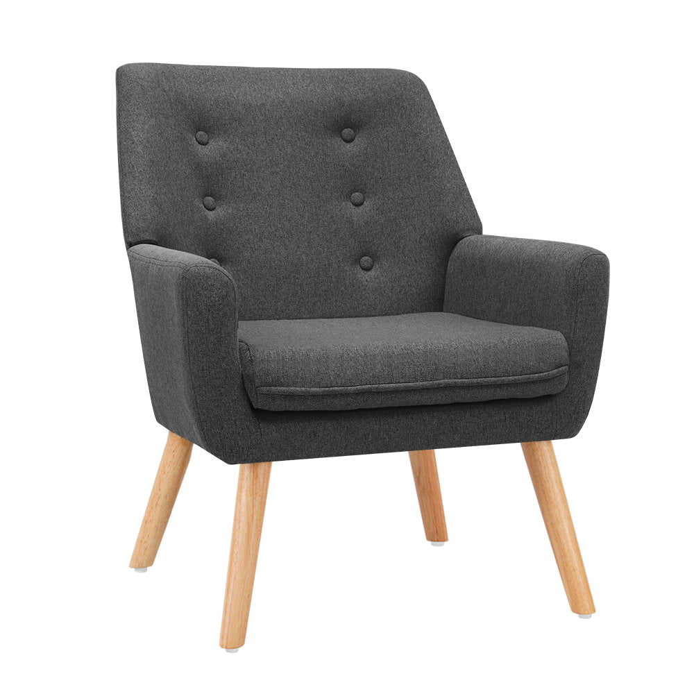 Audene Armchair Linen Fabric - Charcoal