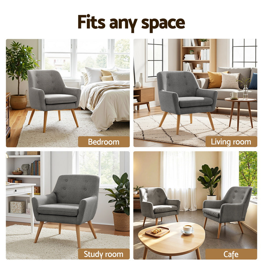 Set of 2 Audene Armchair Lounge Chair Accent Tub Chair - Grey