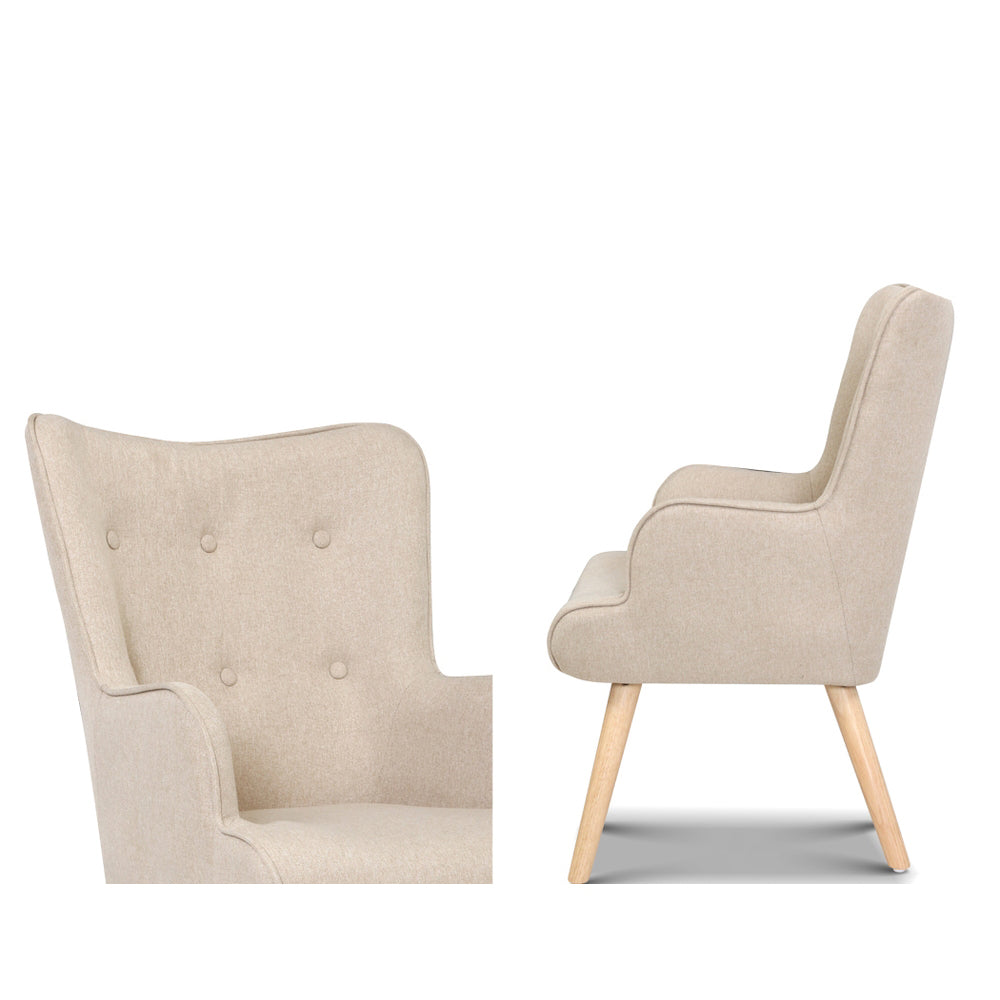 Marlyn Accent Fabric Ottoman Lounge Chair - Beige
