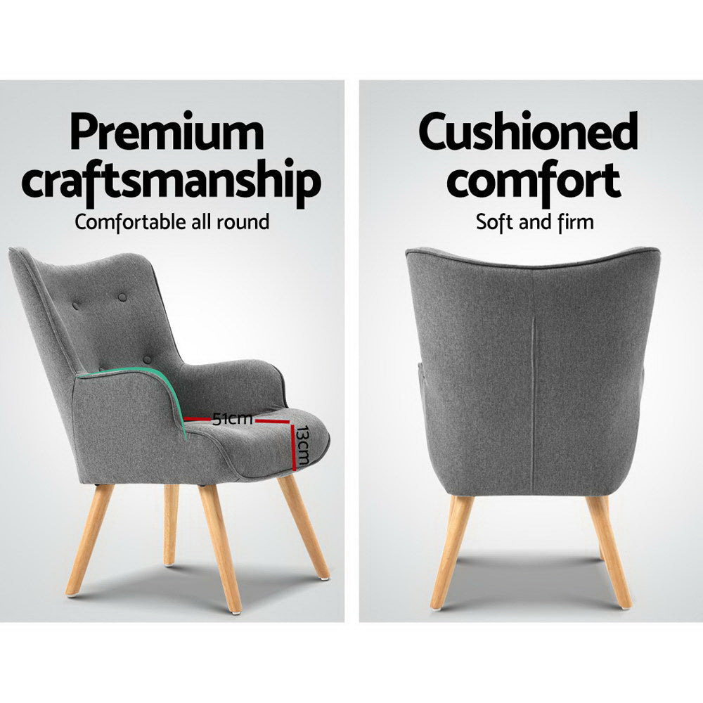 Marlyn Accent Fabric Ottoman Lounge Chair - Grey