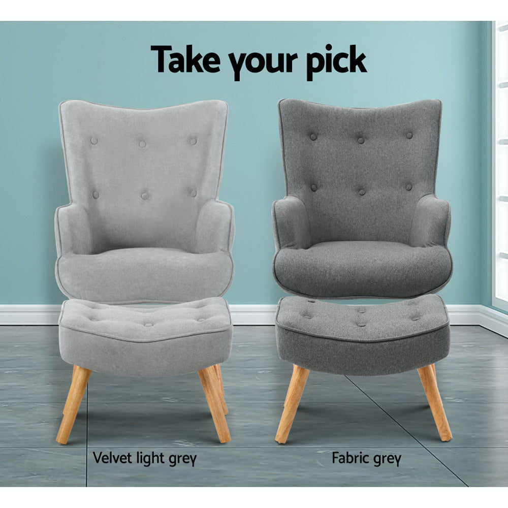Marlyn Accent Fabric Ottoman Lounge Chair - Grey