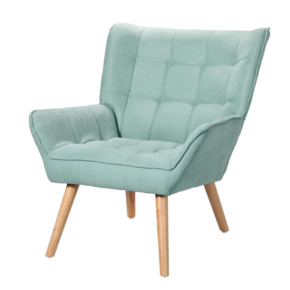 Armchair Lounge Chair Accent Chairs Linen Fabric Cushion Seat - Blue