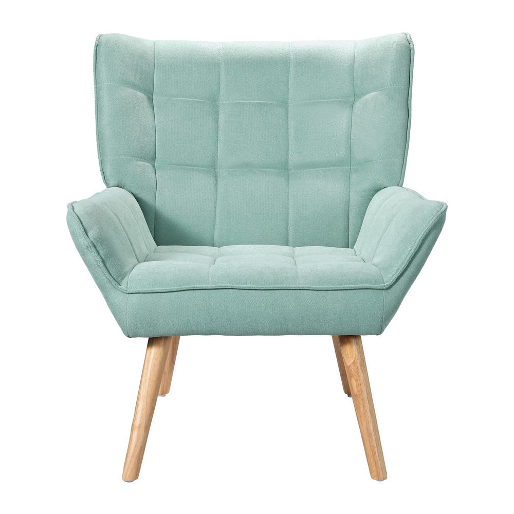 Armchair Lounge Chair Accent Chairs Linen Fabric Cushion Seat - Blue