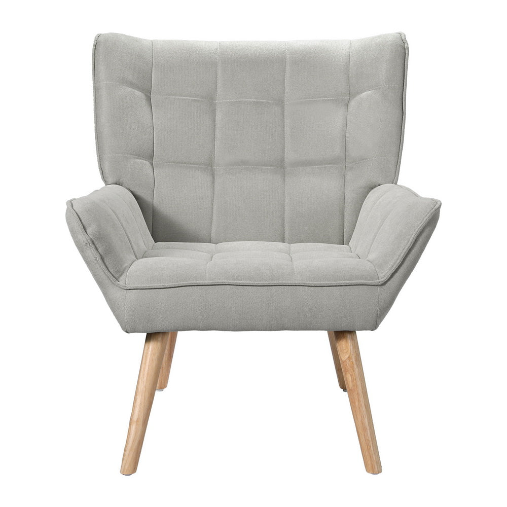 Armchair Lounge Chair Accent Chairs Linen Fabric Cushion Seat - Grey