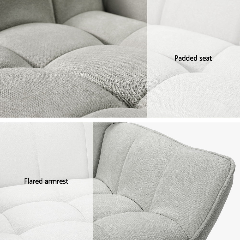 Armchair Lounge Chair Accent Chairs Linen Fabric Cushion Seat - Grey