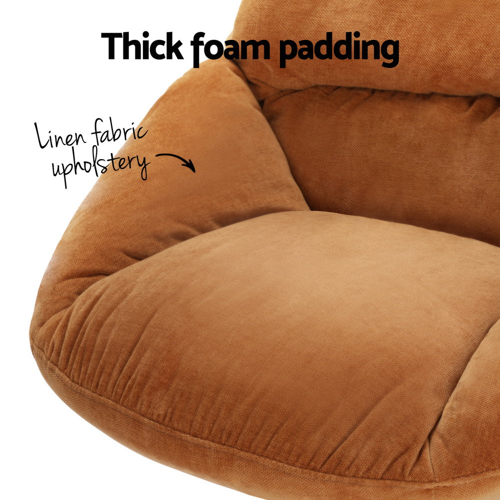 Miley Sofa Armchair Set with Ottoman Linen Fabric - Orange