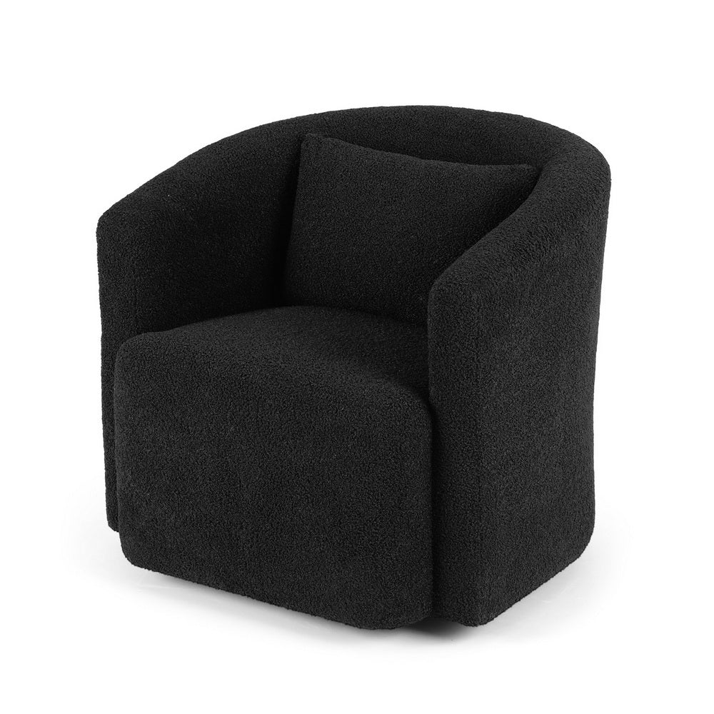 Marilla Round Swivel Armchair Sherpa Fleece - Black