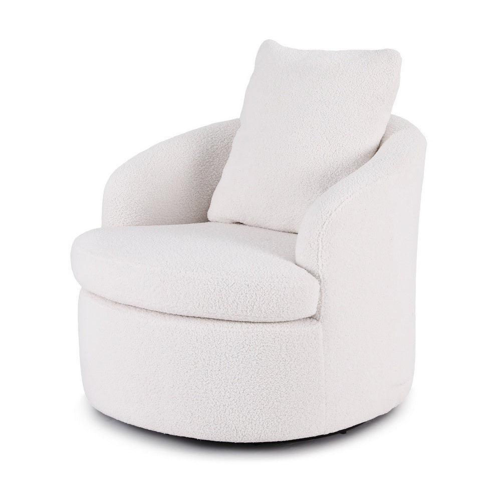 Marquita Round Swivel Armchair Extra Pillow - White