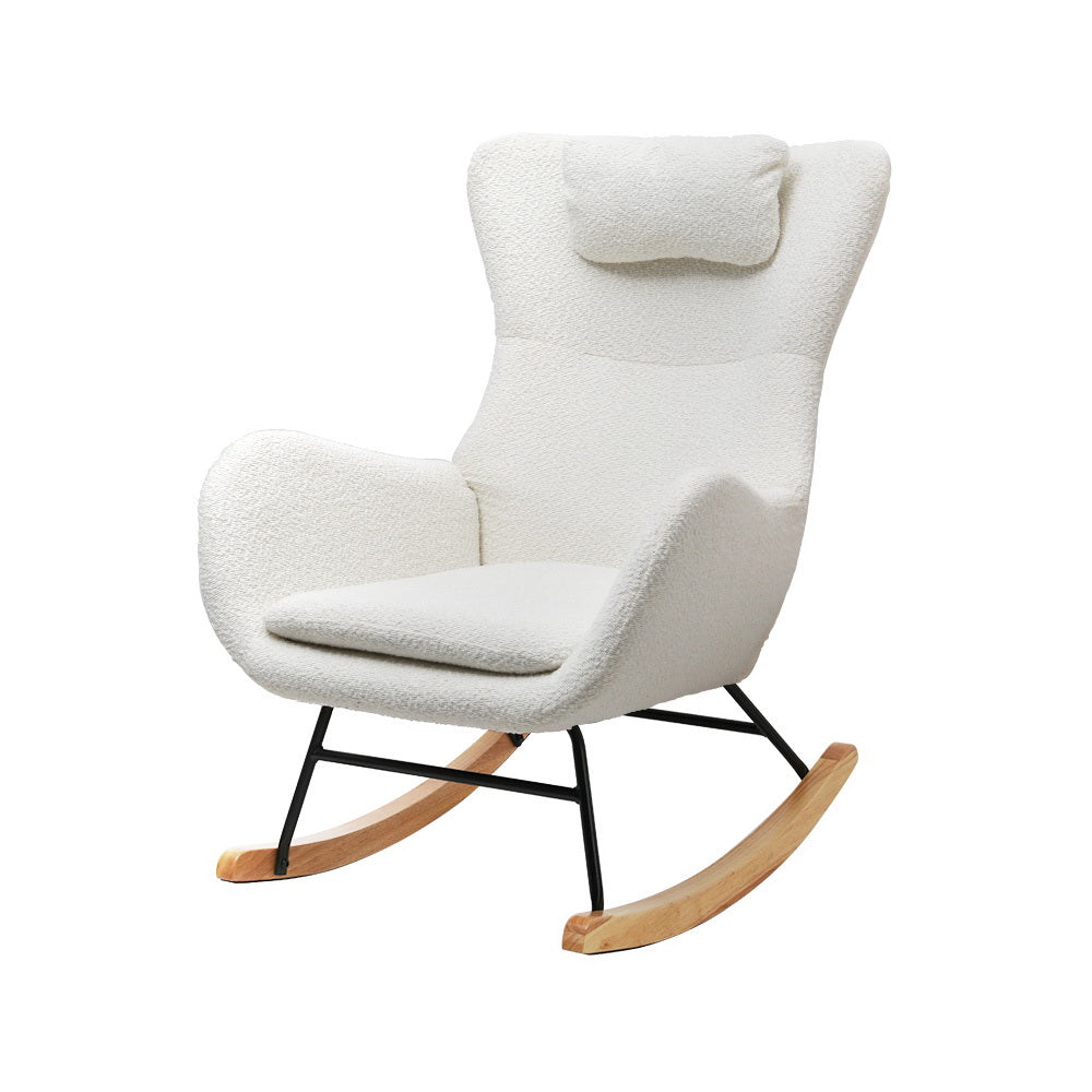 Martina Rocking Chair Armchair Pillow Bouclé - White