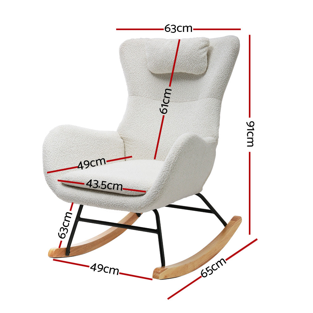 Martina Rocking Chair Armchair Pillow Bouclé - White