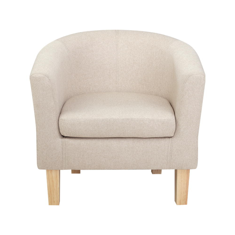 Maure Accent Tub Fabric Lounge Armchair - Beige