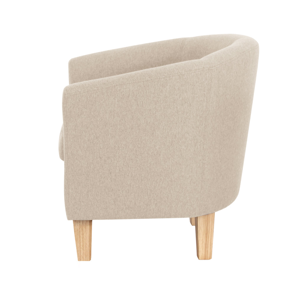 Maure Accent Tub Fabric Lounge Armchair - Beige