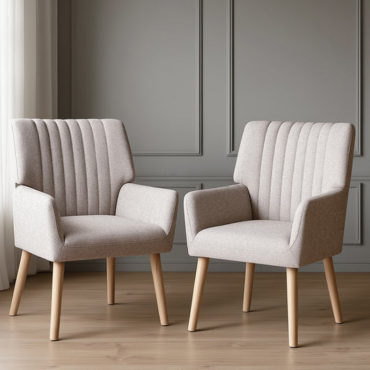 Set of 2 Meertha Armchair Faux Fabric - Beige